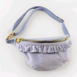 Stoney Clover Lane Velvet Ruffle Fanny Pack Lavender Belt Bag Gold Hdw Purple